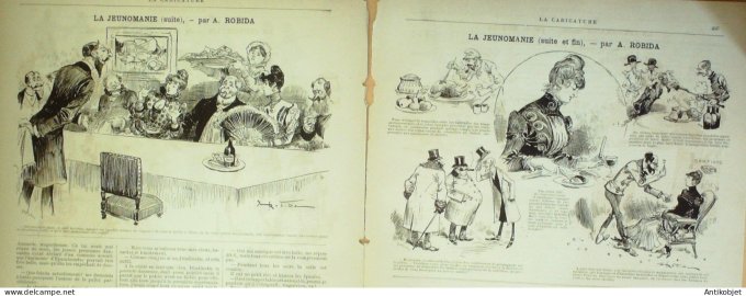 La Caricature 1886 n°363 Jeunomanie Robida fils de Porthos Sorel