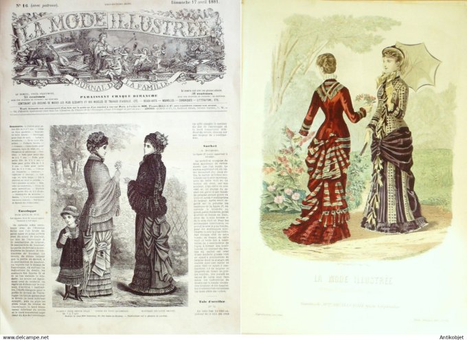 La Mode illustrée journal + gravure associée 1881 # 16