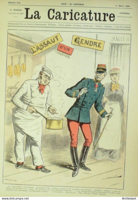 La Caricature 1884 n°218 L'assaut d'un gendre Draner SorelTrock