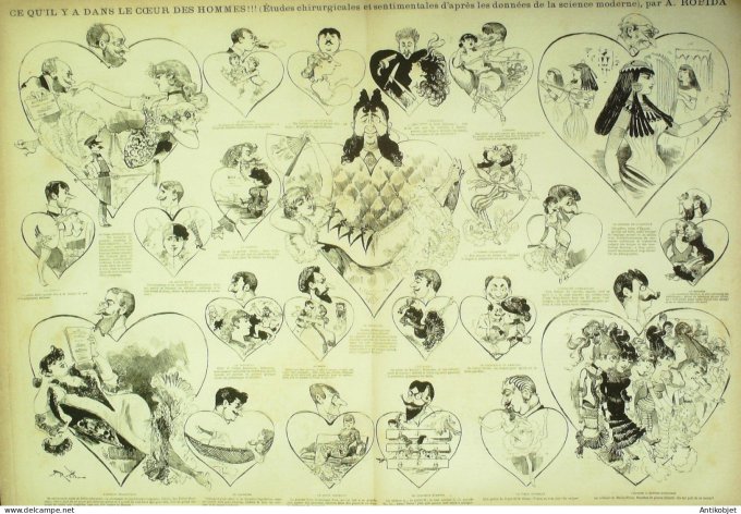 La Caricature 1881 n°  93 Dans ce coeur des hommes Robida Accidents de chemin de fer Draner