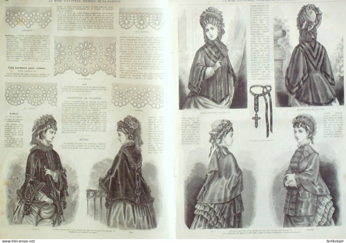 La Mode illustrée journal + gravure associée 1875 # 25