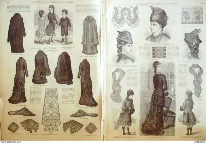 La Mode illustrée journal + gravure associée 1878 # 40