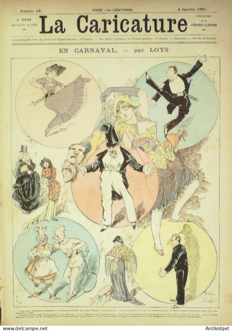 La Caricature 1881 n°  54 En carnaval Loys Calendrier Robida