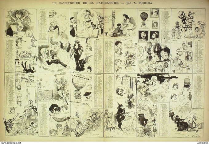 La Caricature 1881 n°  54 En carnaval Loys Calendrier Robida