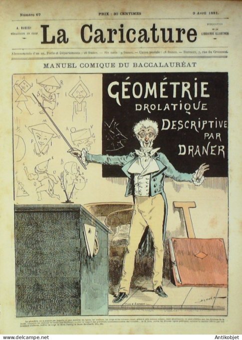 La Caricature 1881 n°  67 Manuel du Baccalauréat Barret Draner Amateurs Trock