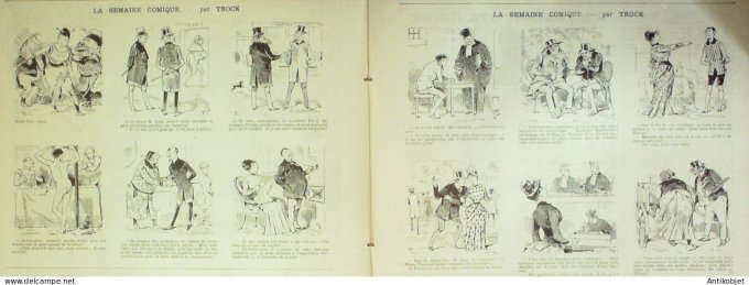 La Caricature 1885 n°281 Salon Robida Fiacres de nuit Job abordage Gino Trock