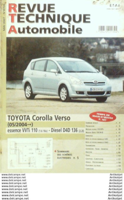 Revue Technique Automobile Toyota Corolla Verso 05/2004  #705