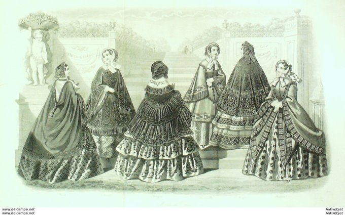 Gravure de mode Courrier des Dames (maison Gagelin) 1855 n°2855