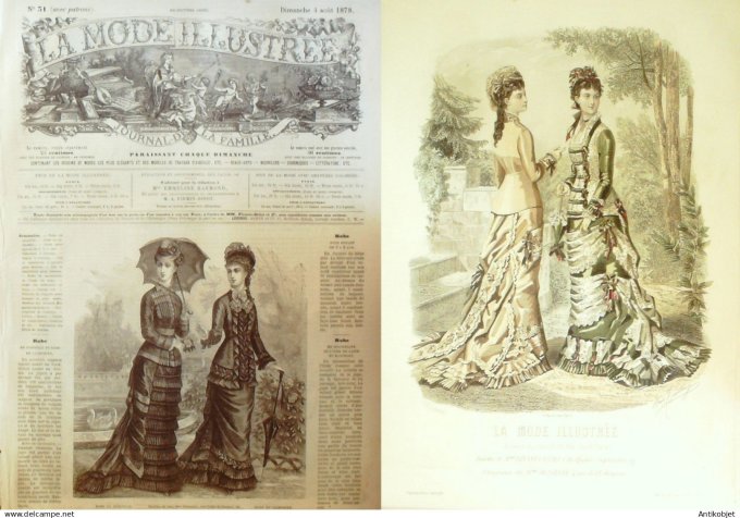 La Mode illustrée journal + gravure associée 1878 # 31