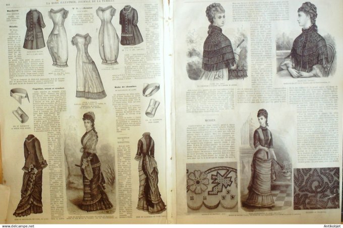 La Mode illustrée journal + gravure associée 1878 # 31