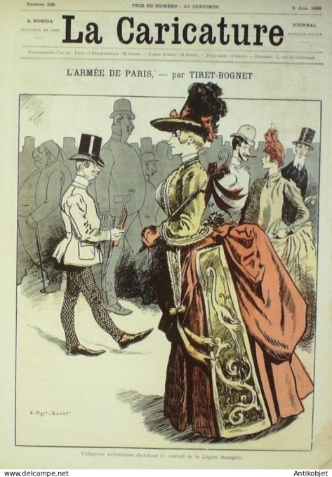 La Caricature 1886 n°336 Armée de PAris Tiret-Bognet Rabelais Robida Job Sorel