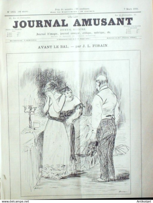 Le Journal Amusant 1891 n°1801 Avant le bal pl ébiscite scolaire  échos du jour Palais Royal