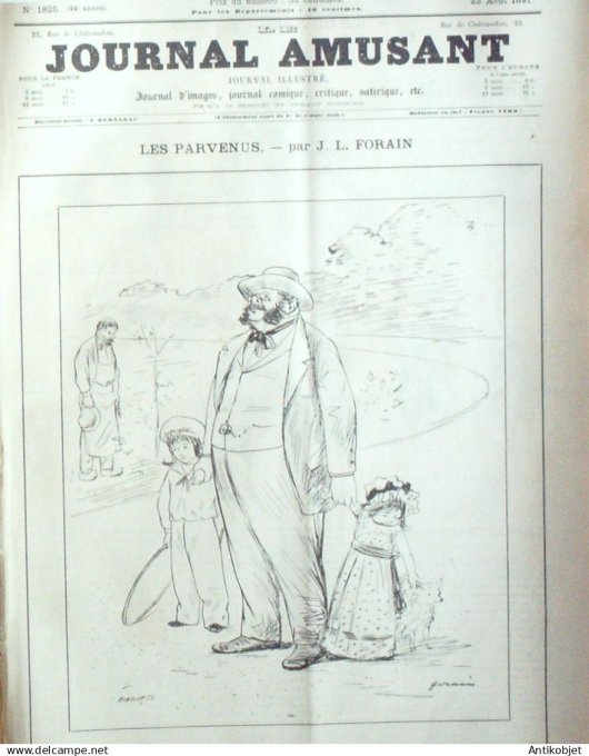 Le Journal Amusant 1891 n°1825 Trouville Deauville souvenirs de Suisse aux bains syndicat des Invali