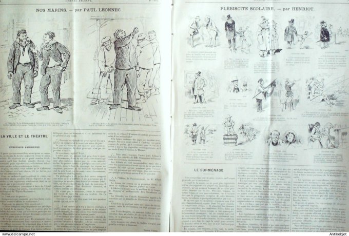 Le Journal Amusant 1891 n°1801 Avant le bal pl ébiscite scolaire  échos du jour Palais Royal