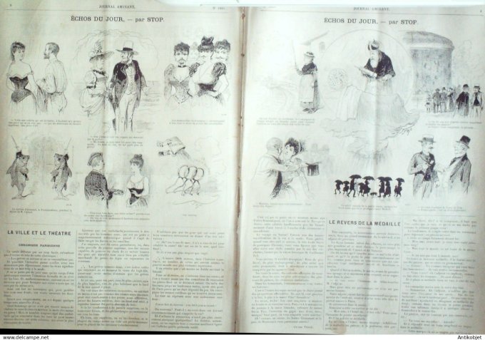 Le Journal Amusant 1891 n°1825 Trouville Deauville souvenirs de Suisse aux bains syndicat des Invali