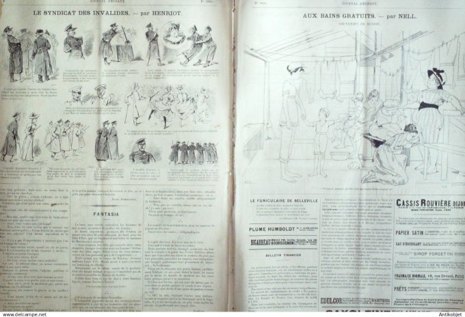 Le Journal Amusant 1891 n°1825 Trouville Deauville souvenirs de Suisse aux bains syndicat des Invali