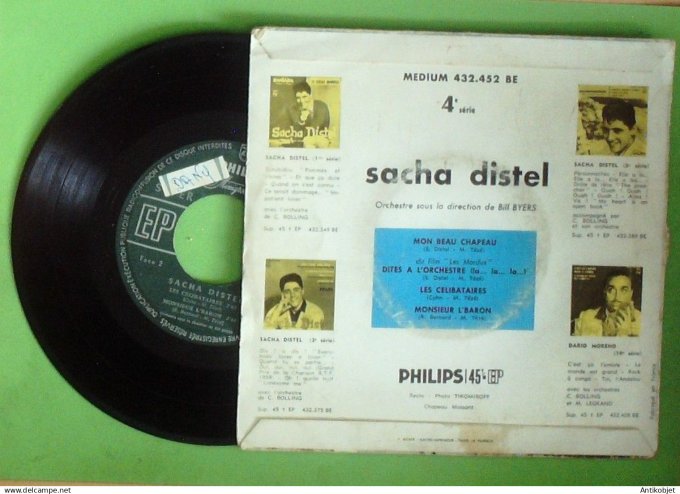 Distel Sacha 45T EP Mon beau chapeau (languette) 1960