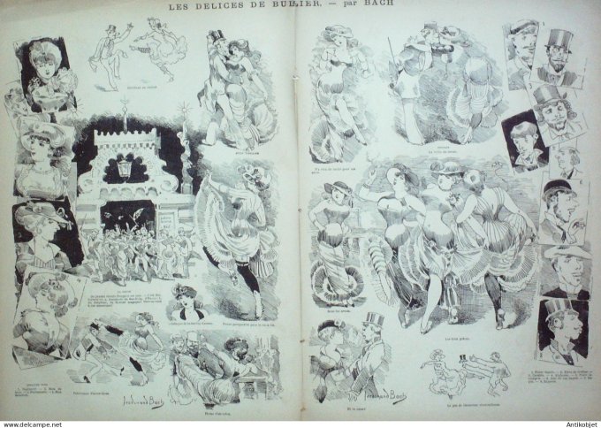 La Caricature 1882 n°132 Papas terribles Caran d'Ache délices de Bullier Bach  Trock