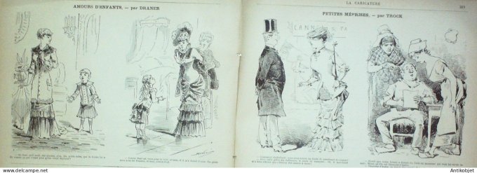 La Caricature 1882 n°132 Papas terribles Caran d'Ache délices de Bullier Bach  Trock