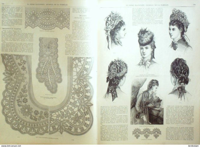 La Mode illustrée journal + gravure associée 1876 # 13