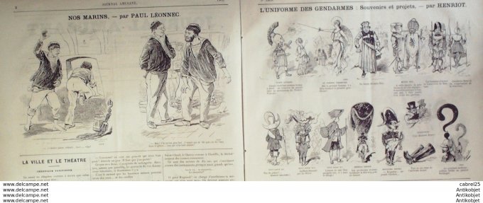 Le Journal Amusant 1886 n°1563 Uniformes Des Dendarmes Henriot Province Stop