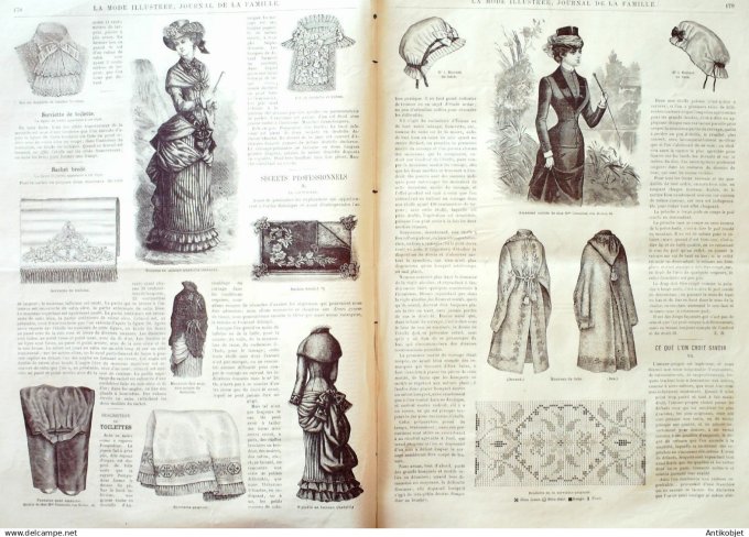 La Mode illustrée journal + gravure associée 1882 # 23