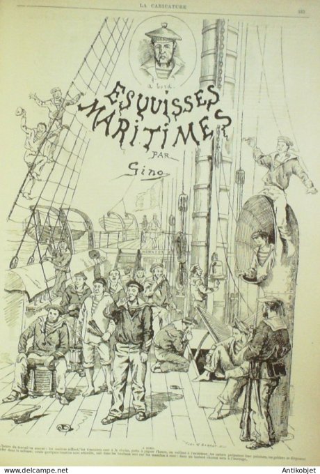 La Caricature 1884 n°235 Jeunes gends Job Combat de marathon Ste-Lise fleuron  Robida