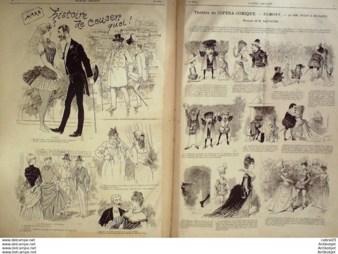 Le Journal Amusant 1886 n°1581 Opera Comique Egmont Wolf Les Habitues Ecoutent Henriot