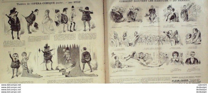 Le Journal Amusant 1886 n°1581 Opera Comique Egmont Wolf Les Habitues Ecoutent Henriot