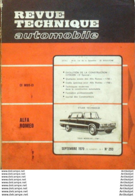 Revue Technique Automobile Alfa Roméo Citroën Ds  #293