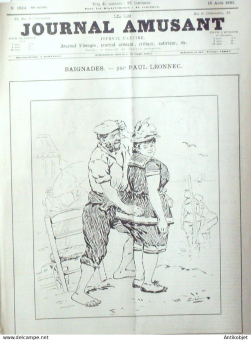 Le Journal Amusant 1891 n°1824 Baignades des ailes grand air Angleterre et l'Ecosse