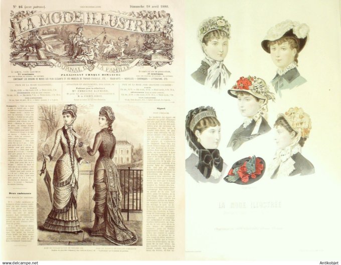 La Mode illustrée journal + gravure associée 1880 #  16