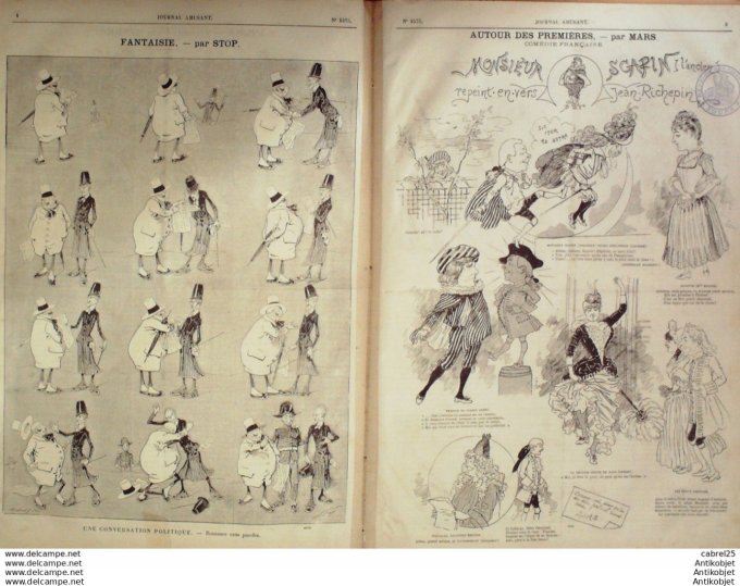 Le Journal Amusant 1886 n°1575 Fantasia Grevin Eden Viviane Henriot Comedie Scapin Richepin Mars