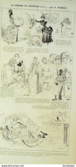 La Caricature 1886 n°320 Femme du peintre Robida Silhouettes Sorel Concierge Draner