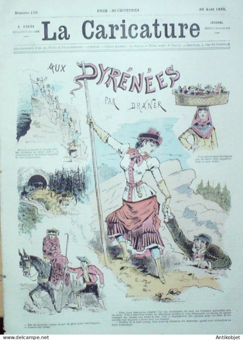 La Caricature 1882 n°139 Aux Pyrénées Draner Trock Train de plaisir Tinant