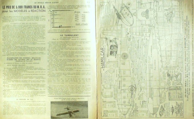 Le Modèle Réduit d'Avion 1945 # 85 Coupatan auto-allumage Autogire & Aérocordaque planeur Hamilcar T