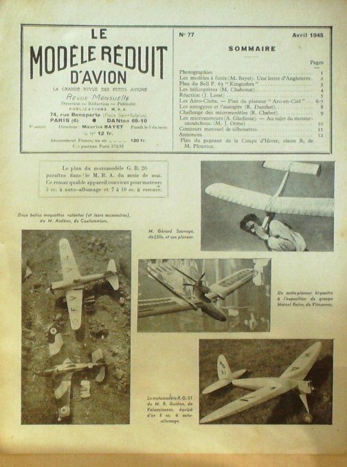 Le Modèle Réduit d'Avion 1945 # 77 Modèles à fusée plan du Bell P63 Kingcobra Hélicoptères Réaction 