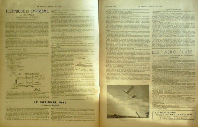 Le Modèle Réduit d'Avion 1945 # 82 Georges Guynemer plan du Mwana National 45 plan modèle à vol circ