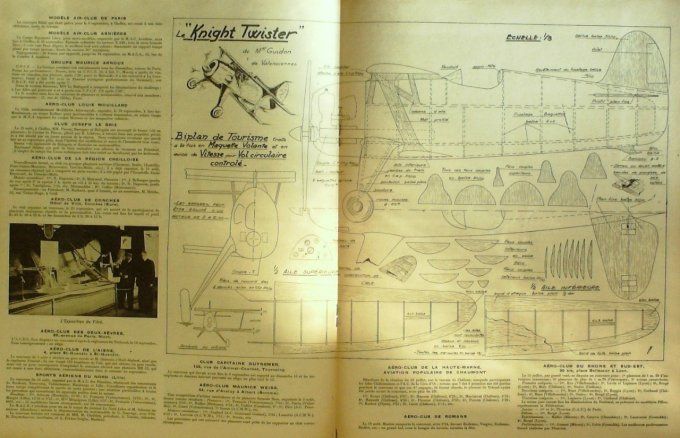 Le Modèle Réduit d'Avion 1945 # 82 Georges Guynemer plan du Mwana National 45 plan modèle à vol circ