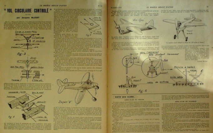 Le Modèle Réduit d'Avion 1945 # 84 Plans du planeur début Baby du Griffon Curtiss X.P 55 Ascender