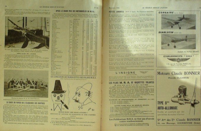 Le Modèle Réduit d'Avion 1945 # 84 Plans du planeur début Baby du Griffon Curtiss X.P 55 Ascender