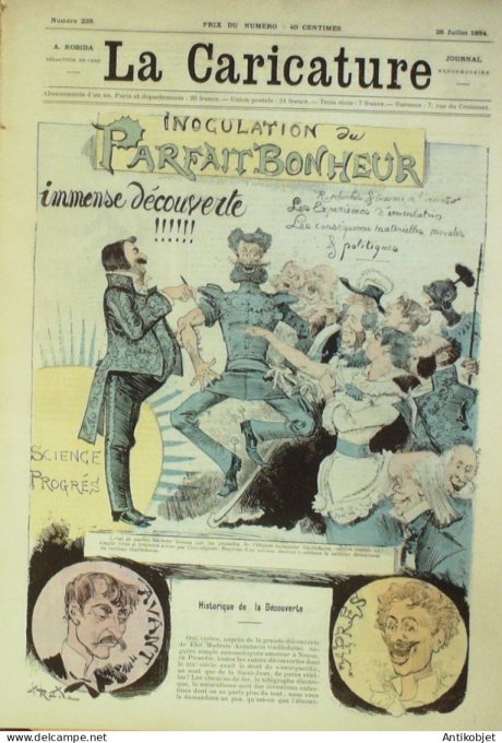 La Caricature 1884 n°239 Inoculation du parfait bonheur Robida