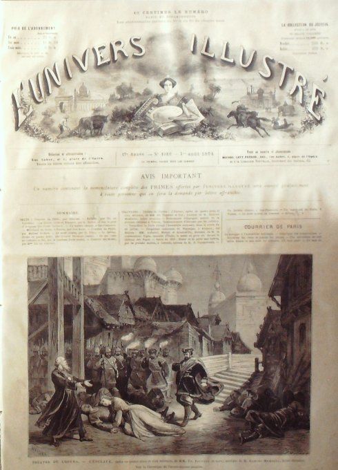 L'Univers illustré 1874 #1010 Avignon Petrarque (84) Cancale (35) Venezia Marchand De Fruits Mont Ar