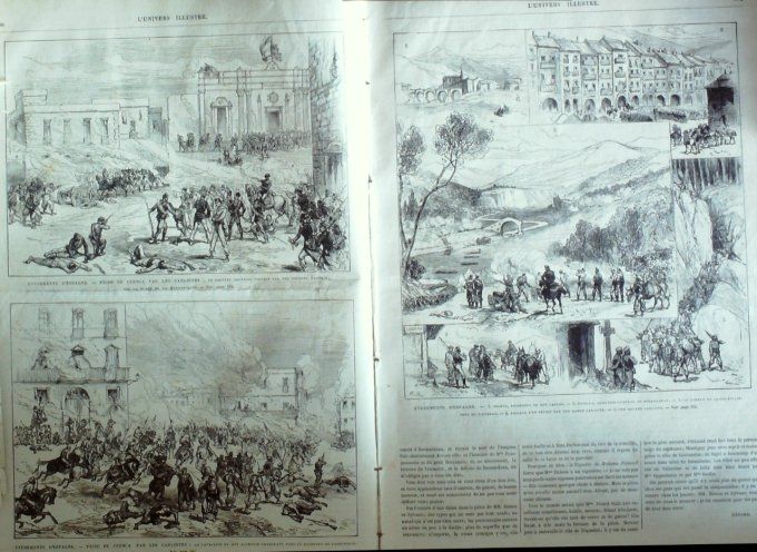 L'Univers illustré 1874 #1016 Espagne Cuenca Tolosa Carlistes aéronaute Duruof Bruxelles congrès