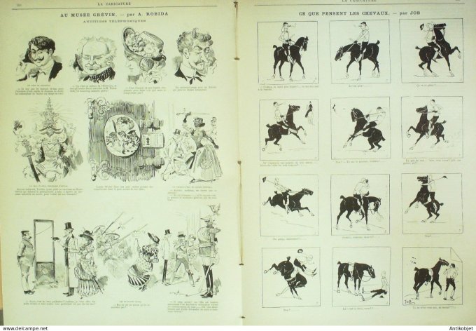 La Caricature 1883 n°191 Après les élections Draner les chevaux Job Trock bain de Palmyre Sorel