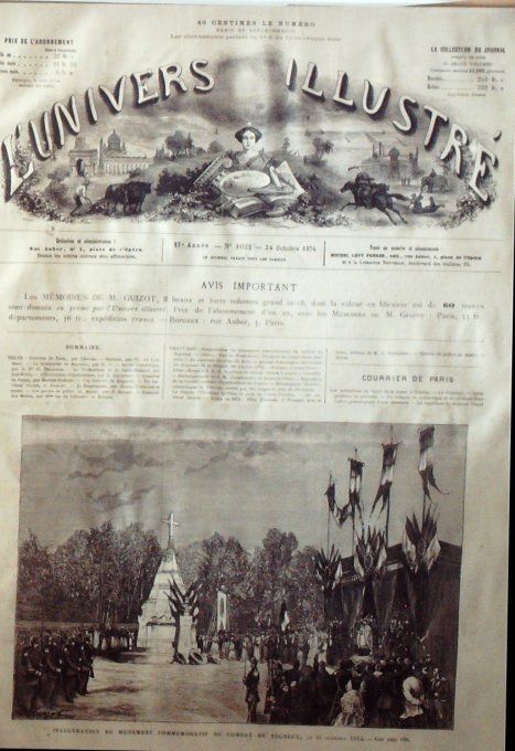 L'Univers illustré 1874 #1022 Suisse Wetterhorn Bagneux (92) Chantilly (60) Frascati Villa Torlonia