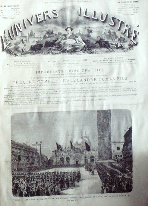 L'Univers illustré 1875 #1047 Espagne Estella Saragosse VeniseHalles de Paris 