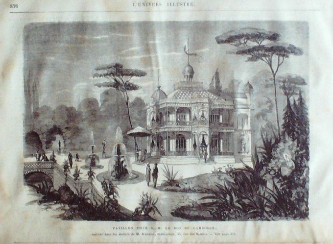 L'Univers illustré 1875 #1067 Calais (62) Japon Bac Cambodge Pavillon du Roi 