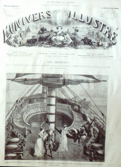 L'Univers illustré 1875 #1077 Egype Suez canal Ernesto Rossi Turkestan Navire Sérapis  