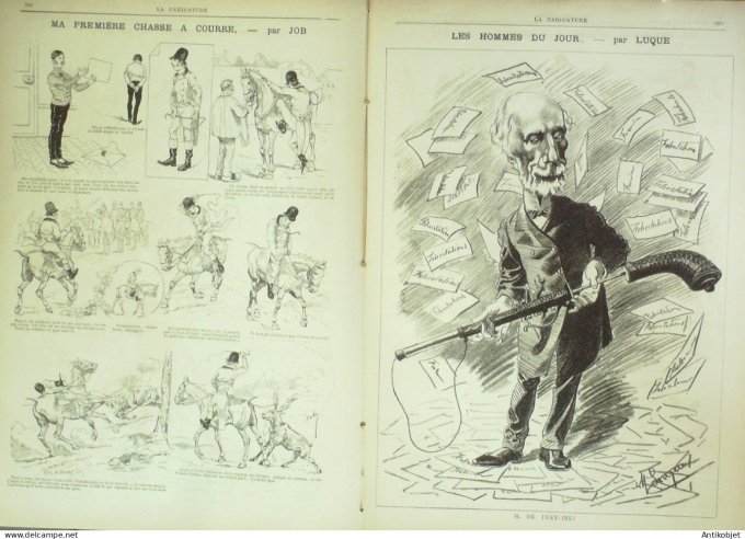 La Caricature 1885 n°307 Chasse à courre Job De Freycinet par Luque Pille Trock